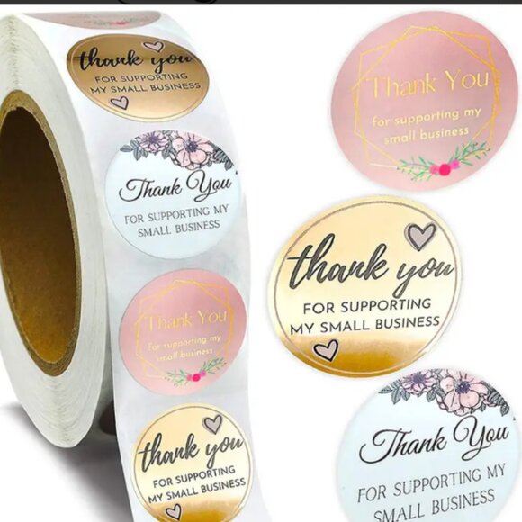 500 Thank You Round Stickers 3 Different Designs NIB - Picture 1 of 7